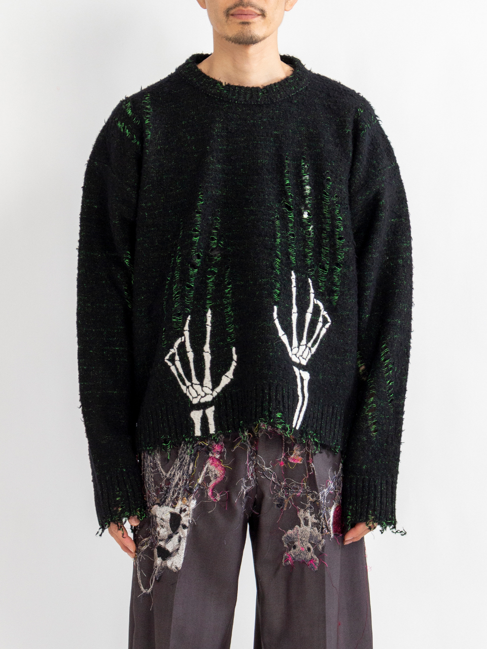 SKELTON SCRATCH KNIT PULLOVER-スケルトンスクラッチニットプル