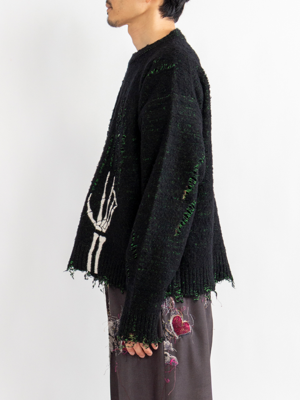 SKELTON SCRATCH KNIT PULLOVER-スケルトンスクラッチニットプル