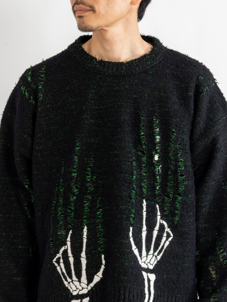 SKELTON SCRATCH KNIT PULLOVER-スケルトンスクラッチニットプル