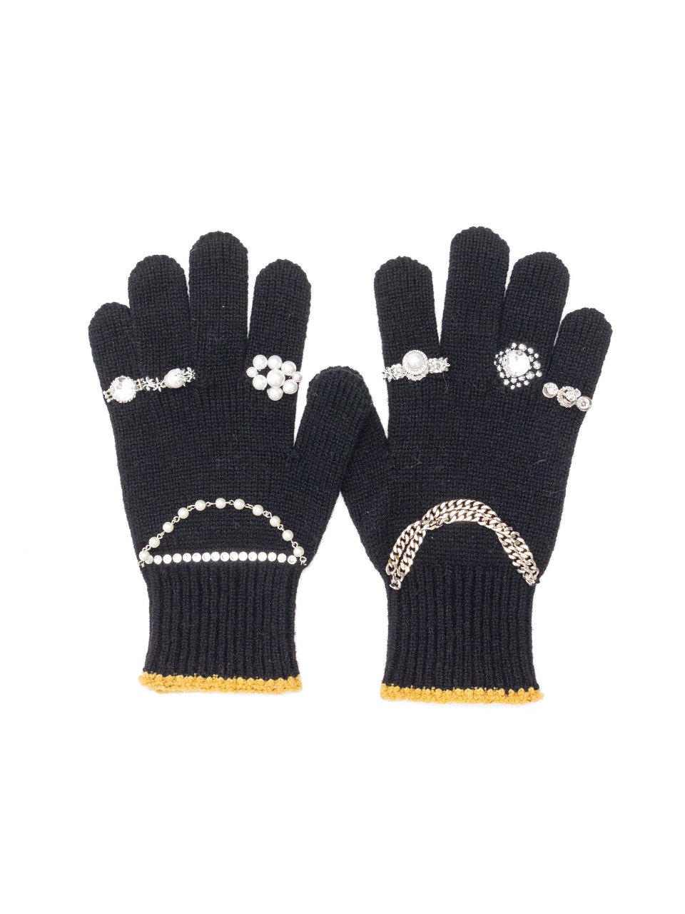 KNIT GLOVES WITH RINGS-ニットグローブウィズリング-doublet