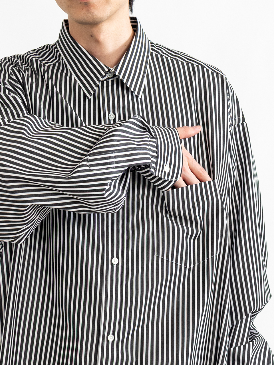 High Count Regular Collar Round Cut Oversized Shirt-ハイ