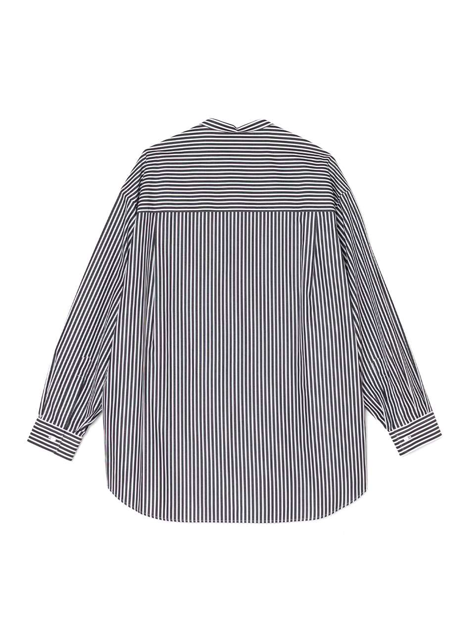 High Count Band Collar Round Cut Oversized Shirt-ハイカウント