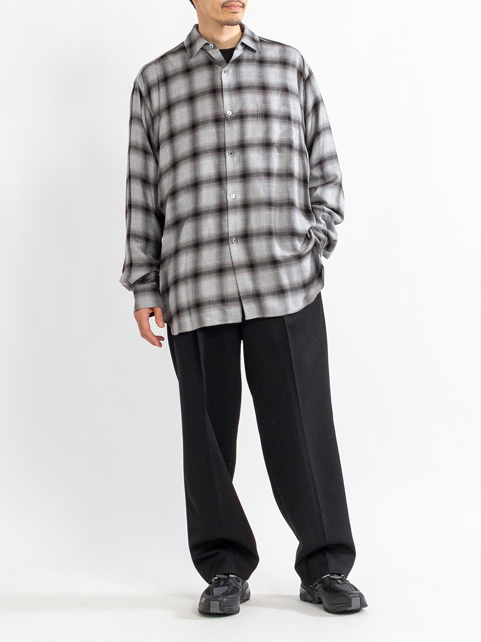 トップス ssstein CHECK OVERSIZED DOWN PAT SHIRT SSSTEIN 
