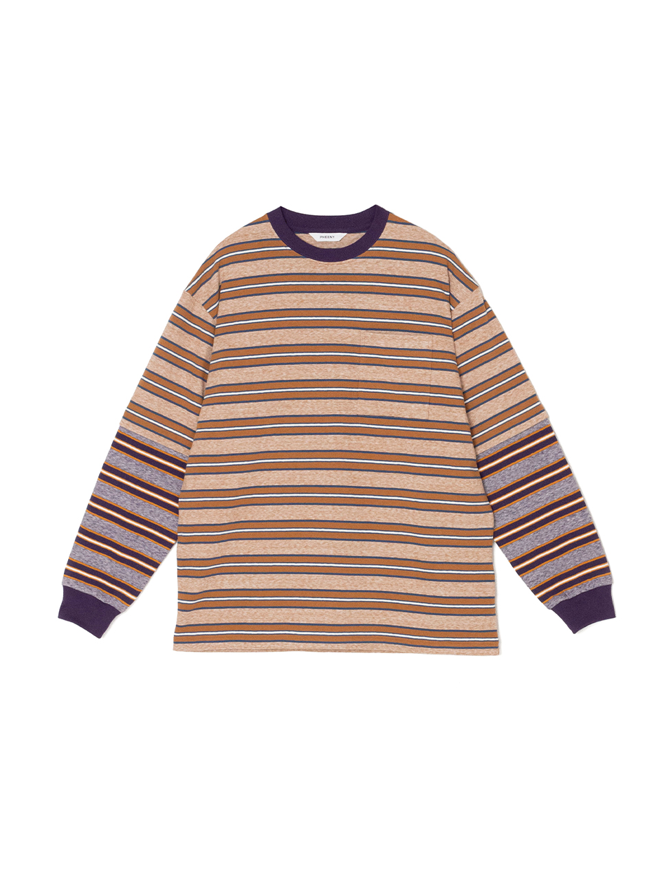 【PHEENY】マルチボーダーカーディガン Multi border layered cardigan