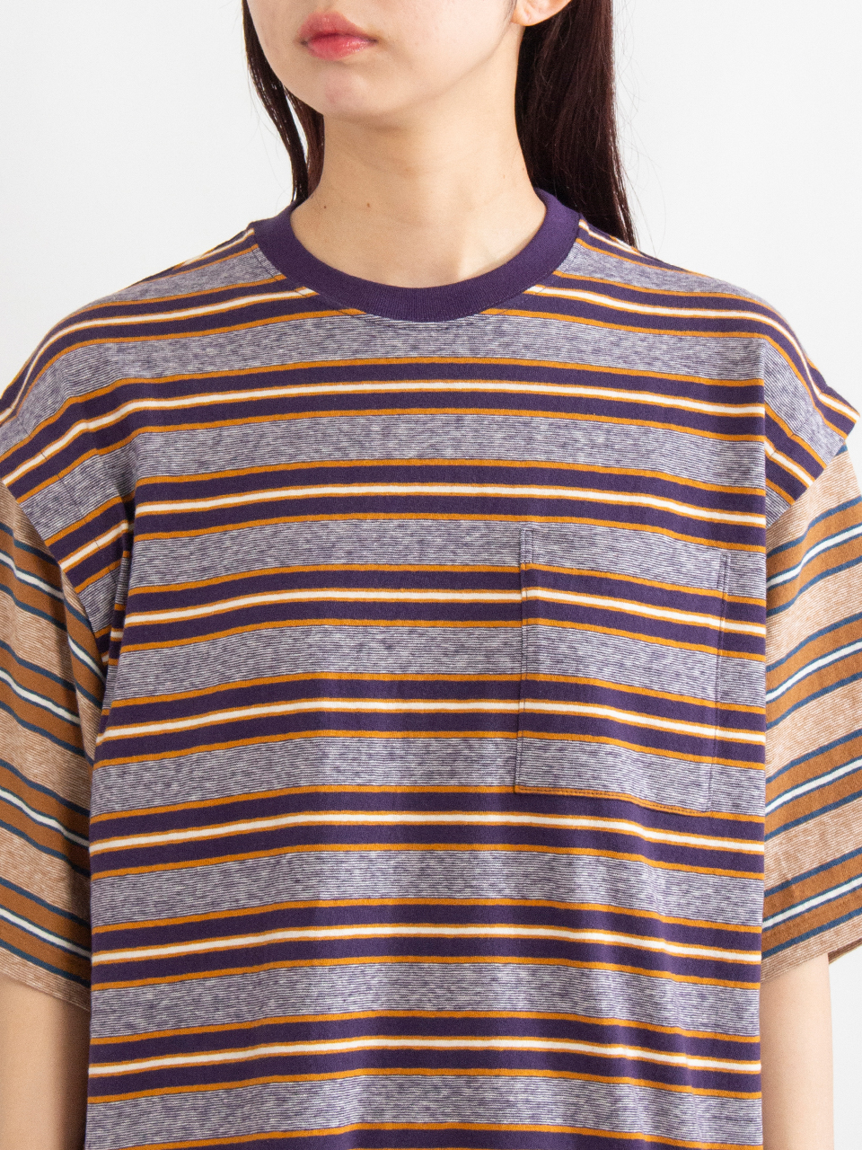 Multi border layered s/s-マルチボーダーレイヤードショート