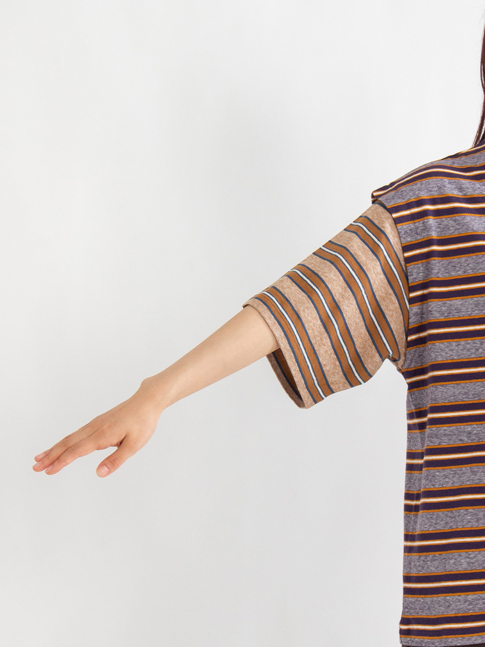 Multi border layered s/s-マルチボーダーレイヤードショート