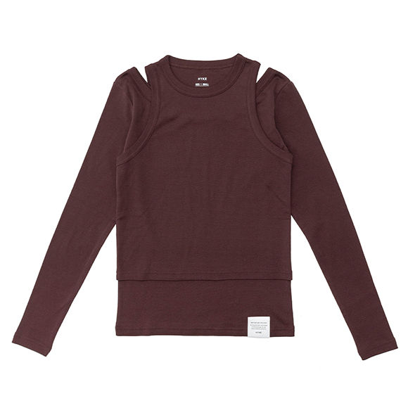 LAYERED LONG-SLV TEE-レイヤードロングスリーブTシャツ-HYKE