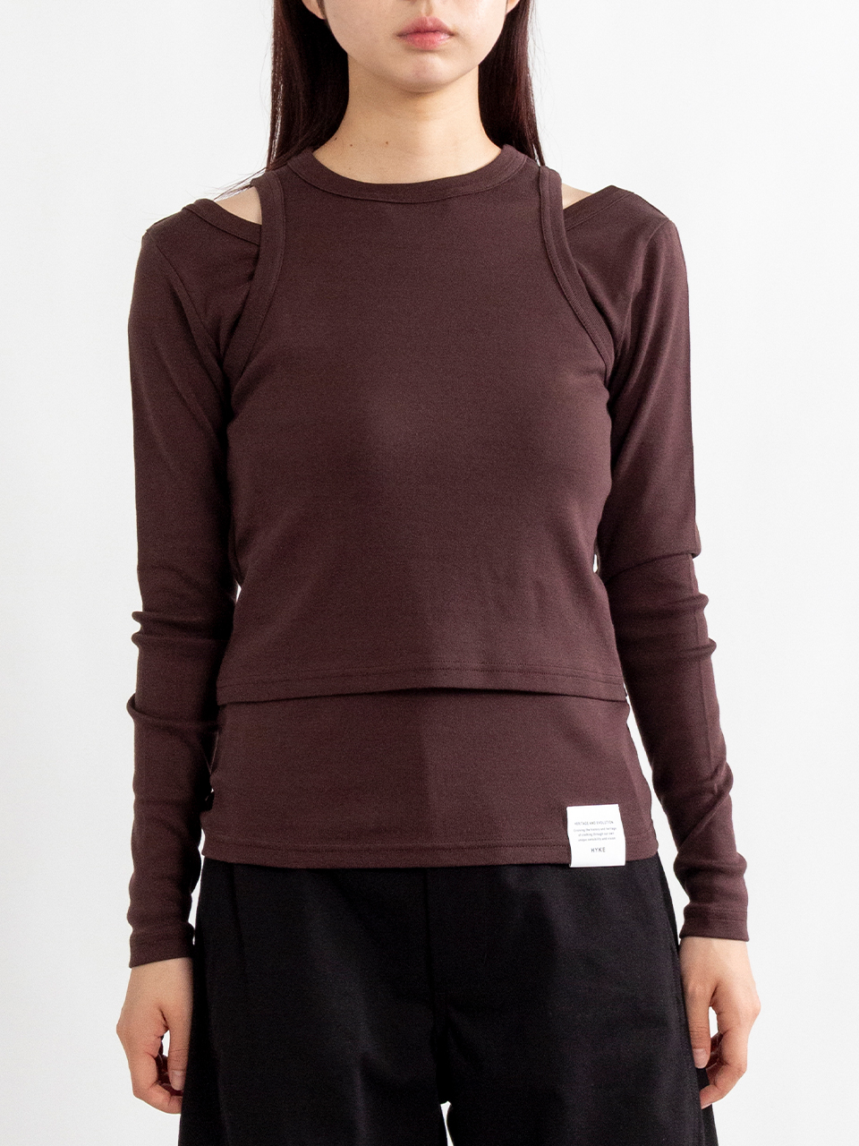 HYKE 2025SS レイヤードロングTシャツ 中古 完売人気アイテム！ LAYERED LONG-SLV TEE-レイヤードロングスリーブTシャツ-HYKE