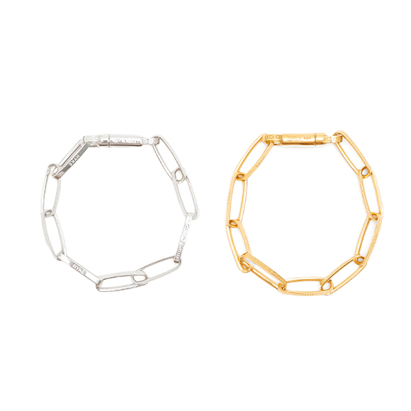 HYKEブレスレット HALF ROUNDED CHAIN BRACELET-ハーフラウンドチェーン