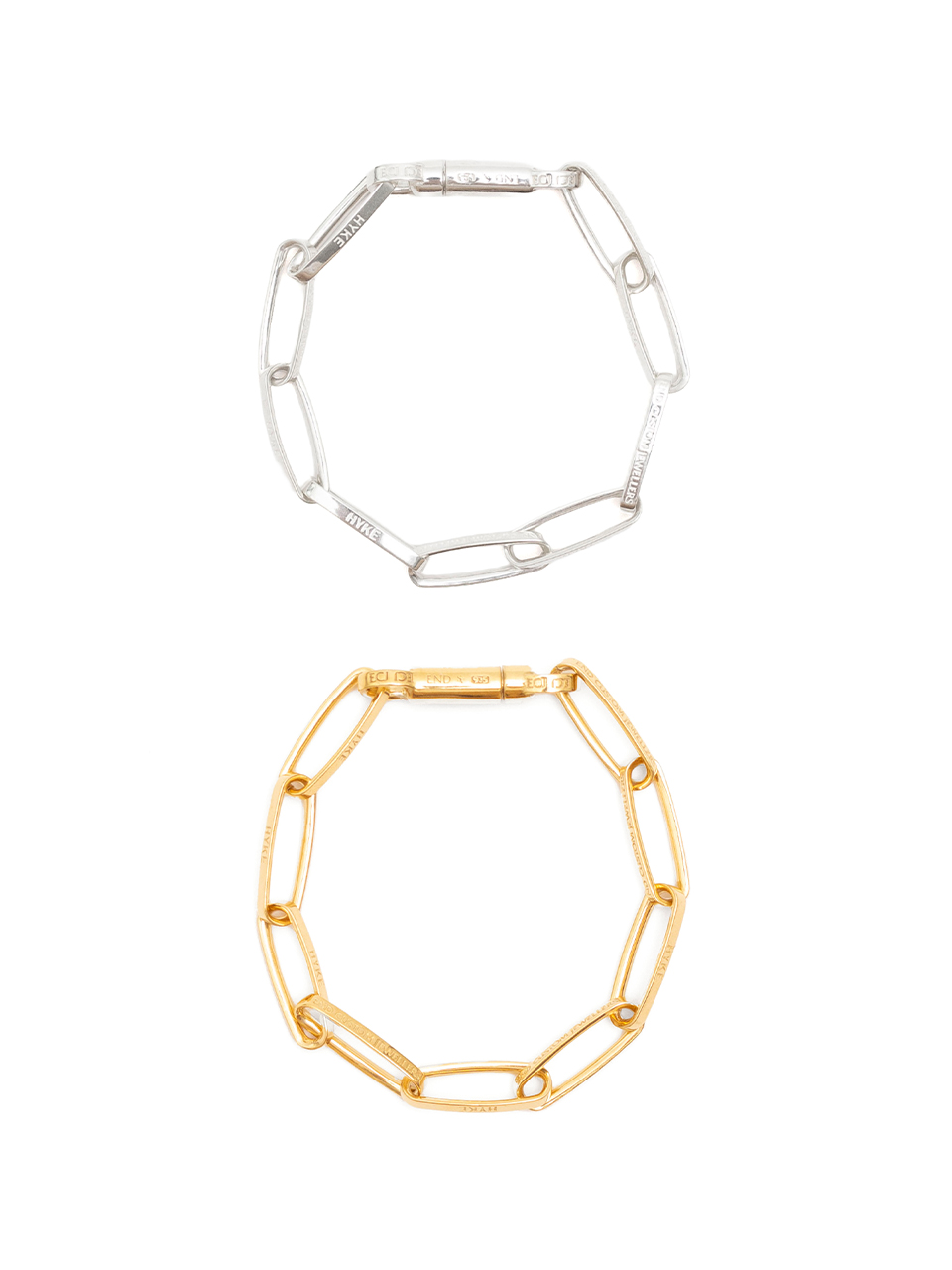 HYKEブレスレット HALF ROUNDED CHAIN BRACELET-ハーフラウンドチェーン