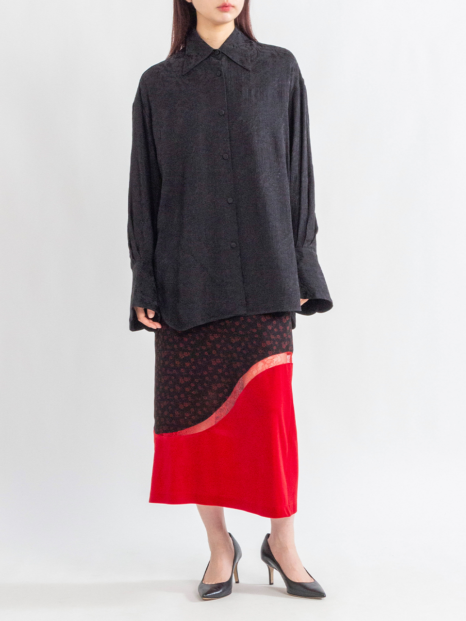 Floral Jacquard Shirt-フローラルジャカードシャツ-Mame