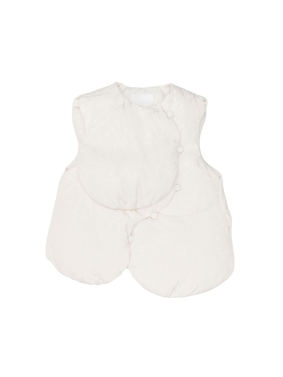 Floral Jaquard Rounded Down Vest-フローラルジャカード