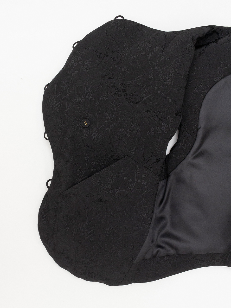 Floral Jaquard Rounded Down Vest-フローラルジャカード