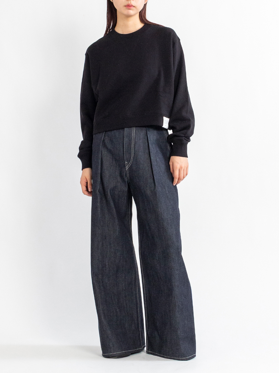 k*m様 HYKE 24ss クロップド スウェット ハイク バイカラー ツート CROPPED SWEAT SHIRT-クロップドスウェットシャツ-HYKE（ハイク