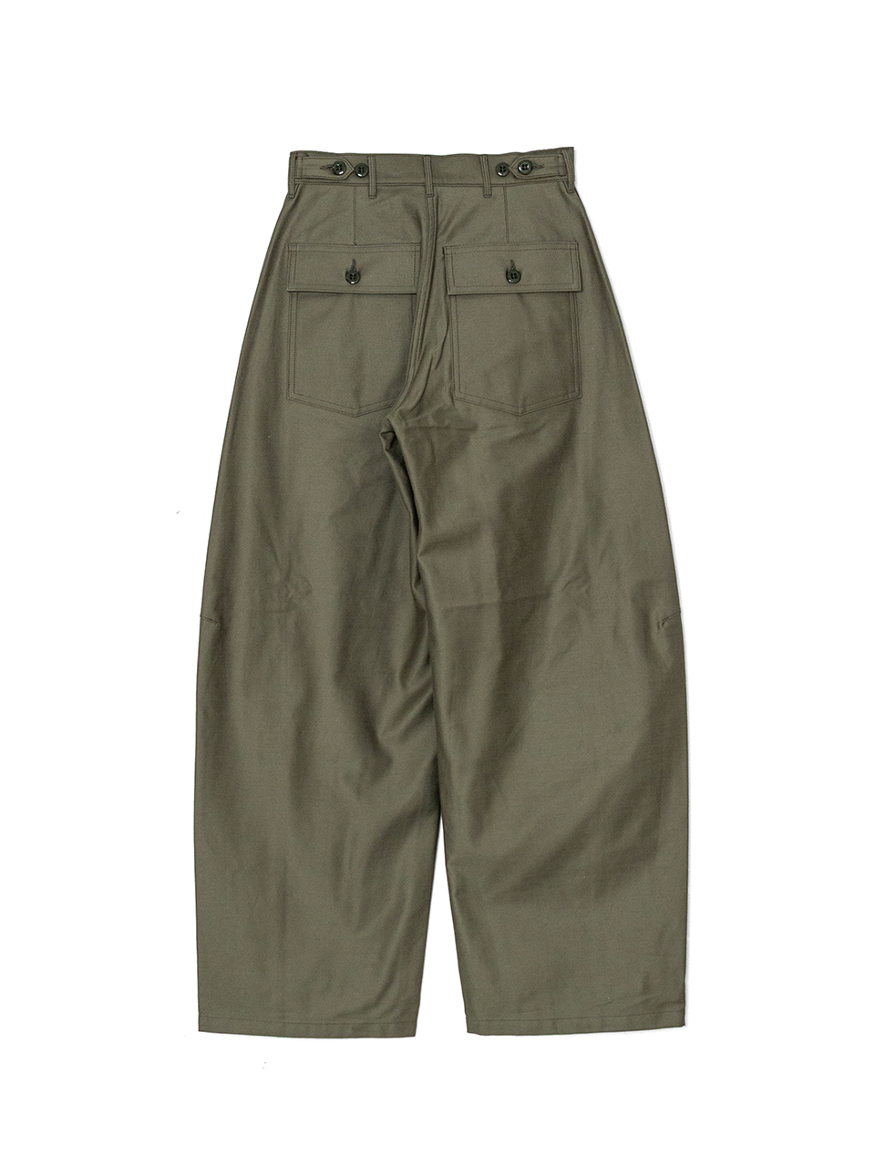 ハイク　グリーン　パンツ BACK SATIN BARREL-LEG PANTS-バックサテンバレルレッグパンツ