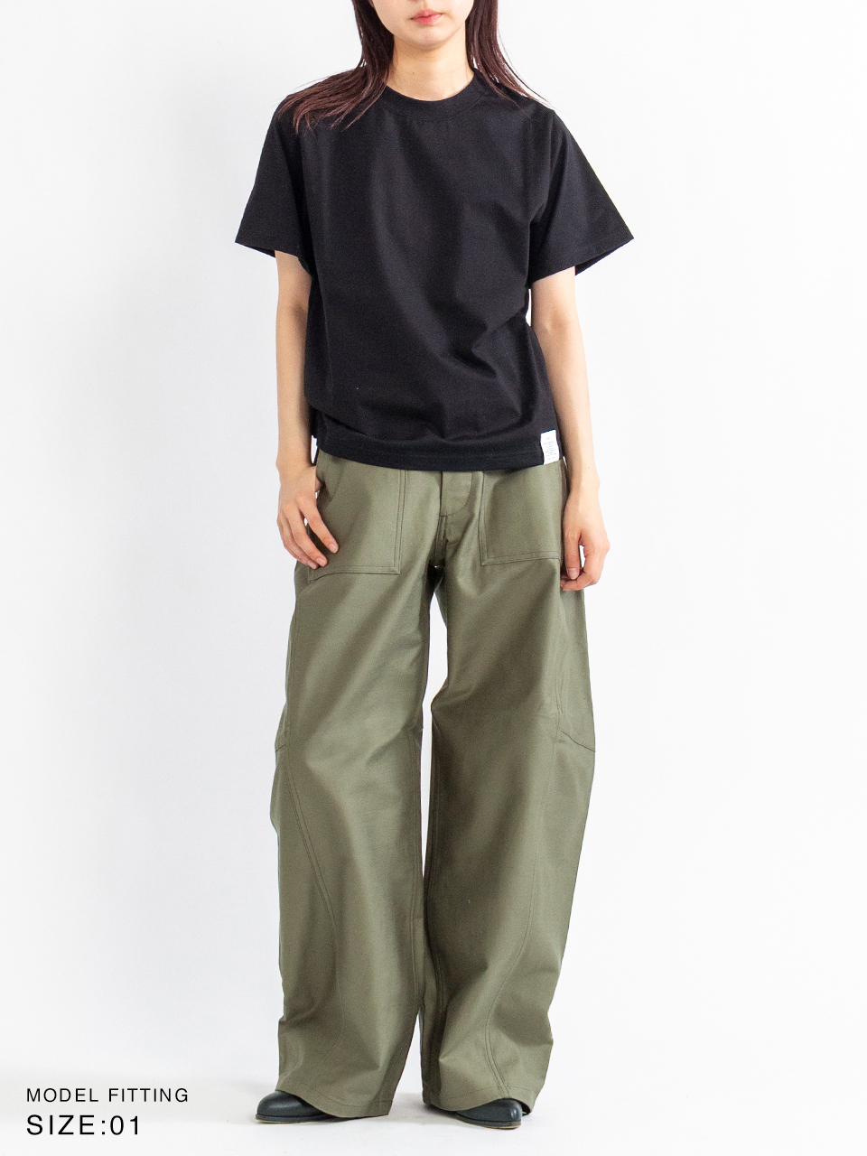 BACK SATIN BARREL-LEG PANTS-バックサテンバレルレッグパンツ