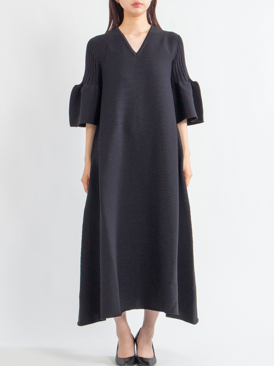 POTTERY SHORT BELL SLEEVE FLARE DRESS-ポタリーショートベル