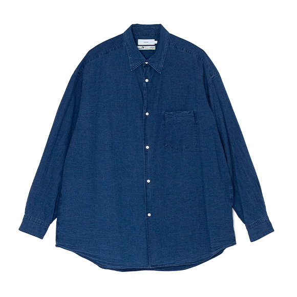 クラブ level_1576 SIDOGRAS Indigo Poplin L/S Oversized Regular Collar Shirt