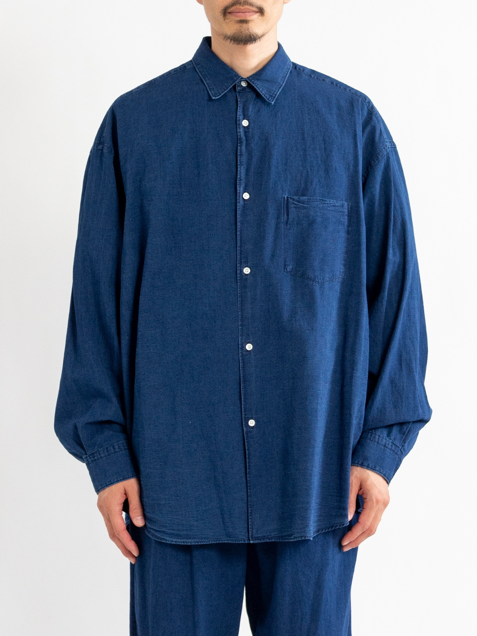 GREYSON ネイビー 波模様 シャツ Sサイズ メイソングレイ MAYSON GREY シアーシャツ≪洗濯機で洗える
