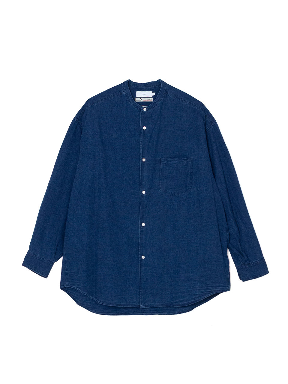 SIDOGRAS Indigo Poplin L/S Oversized Band Collar Shirt-シド