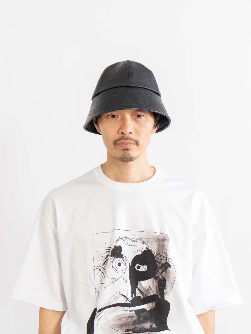 Synthetic leather mix hat-シンセティックレザーミックスハット
