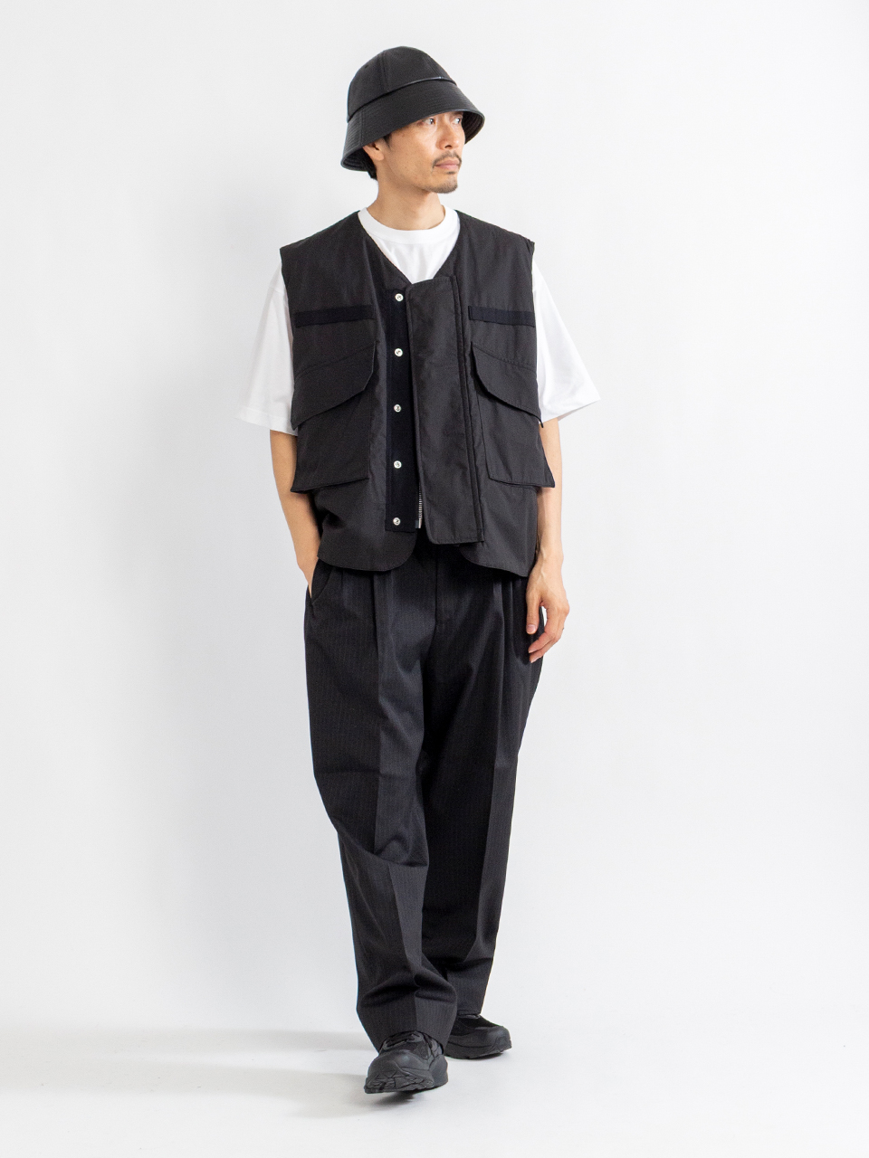 Synthetic leather mix hat-シンセティックレザーミックスハット