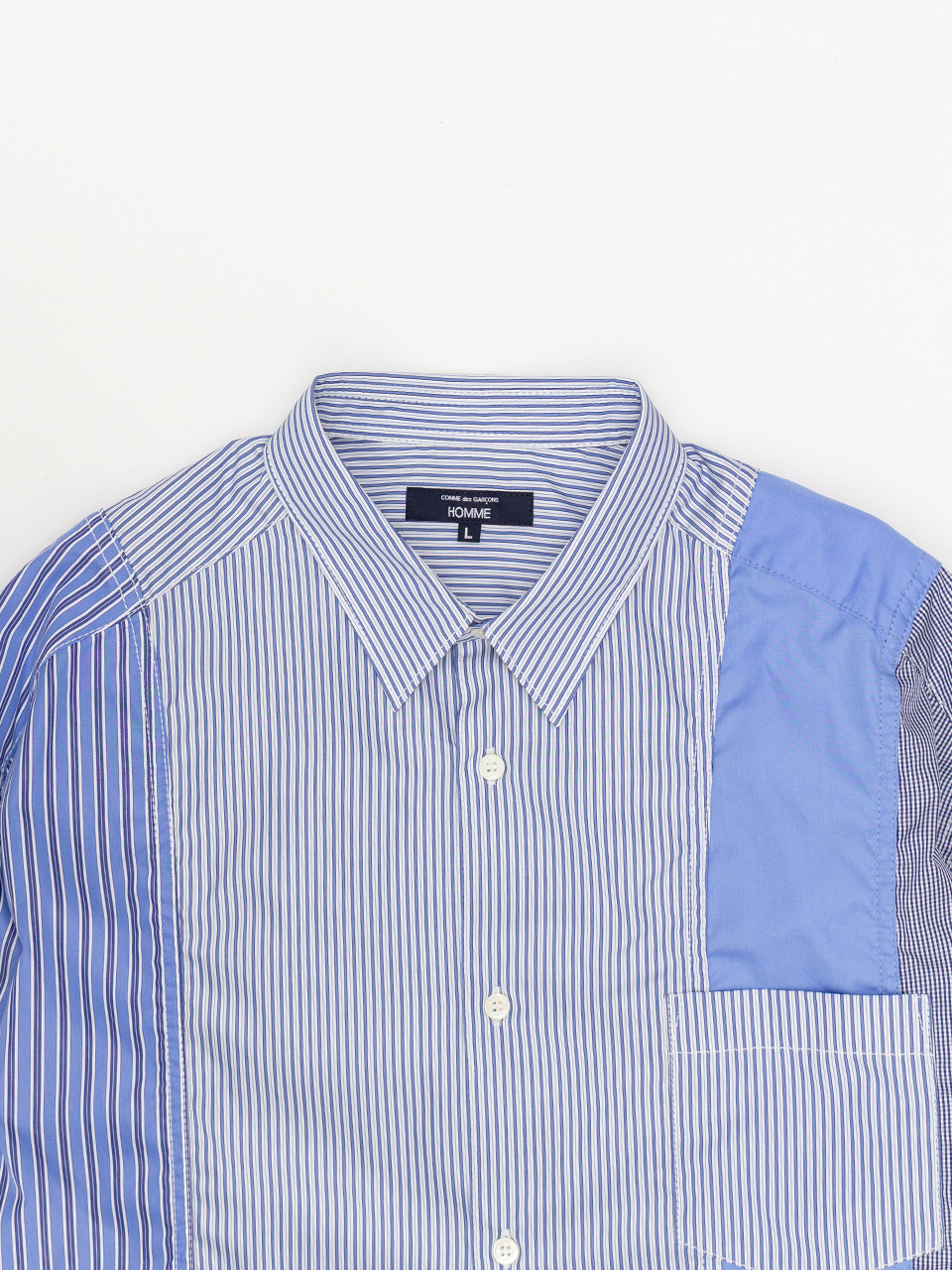 Cotton stripe × check shirt-コットンストライプチェックシャツ