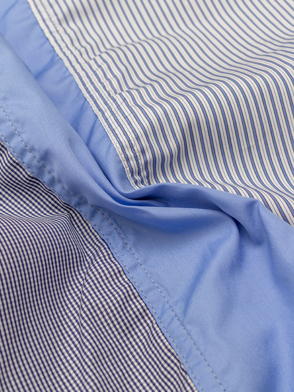 Cotton stripe × check shirt-コットンストライプチェックシャツ