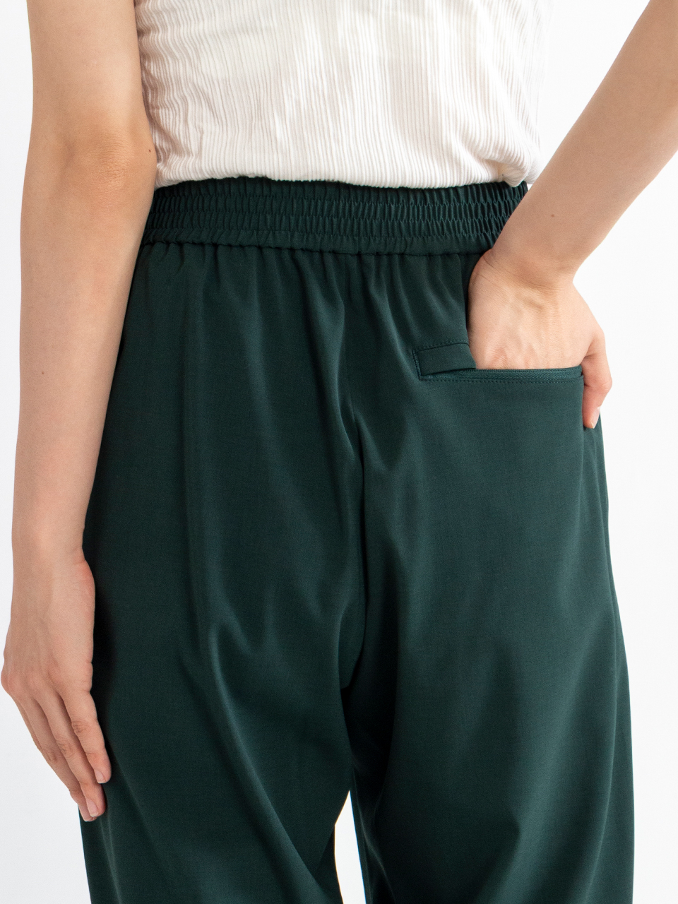 STRETCH WIDE LEG PANTS-ストレッチワイドレッグパンツ-HYKE