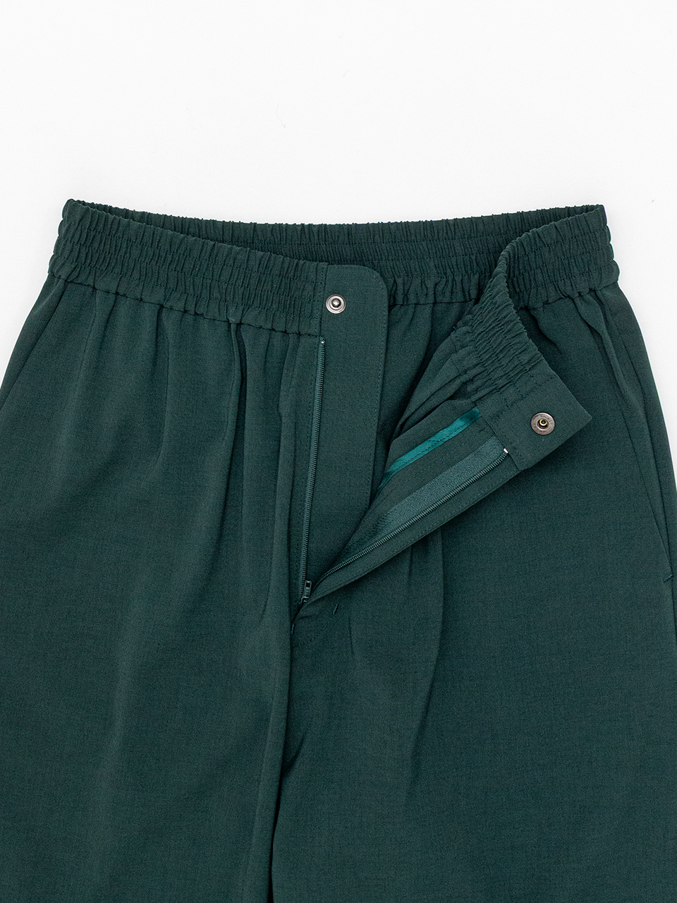 HYKE ハイク スラックス 深緑 1(S位) 0351824Y0087 STRETCH WIDE LEG PANTS-ストレッチワイドレッグパンツ-HYKE