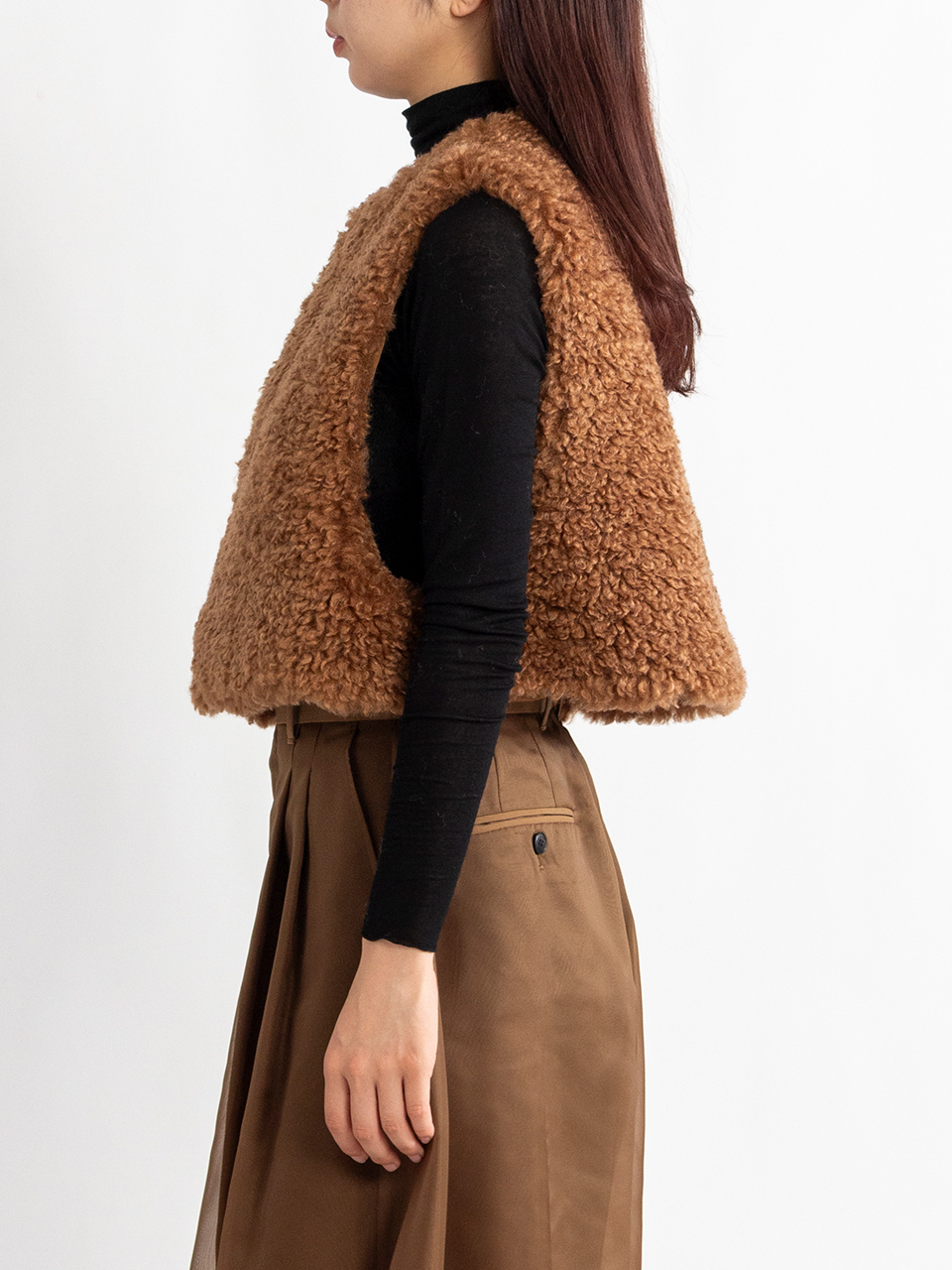 FAUX SHEARLING CROPPED VEST ファーシャーリングクロップトップ