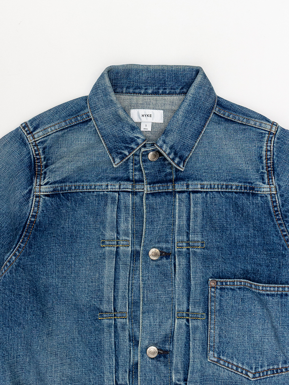 HYKE　Gジャン　DENIM JACKET サイズ1 HYKE＞TYPE1 ユーズドウォッシュ デニムジャケット