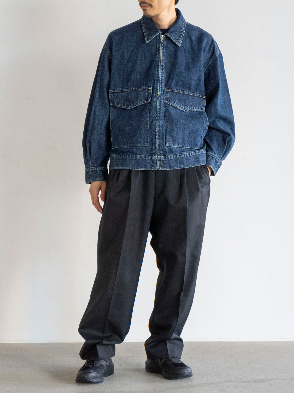 HURRAYHURRAY 再構築　デニムサルベージジャケット Selvage Denim Zip Jacket-サルベージデニムジップジャケット