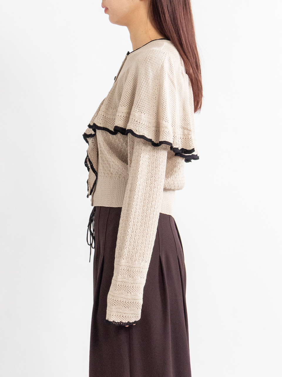 LACE-KNIT CAPE CARDIGAN-レースニットケープカーディガン