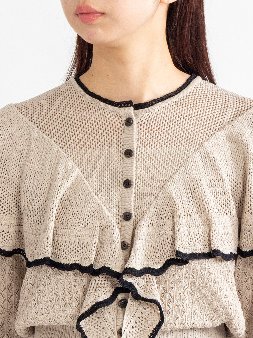LACE-KNIT CAPE CARDIGAN-レースニットケープカーディガン