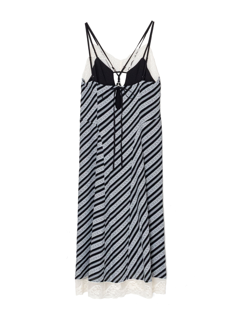 LACE JAQUARD STRIPE SLIP DRESS-レースジャガードストライプ