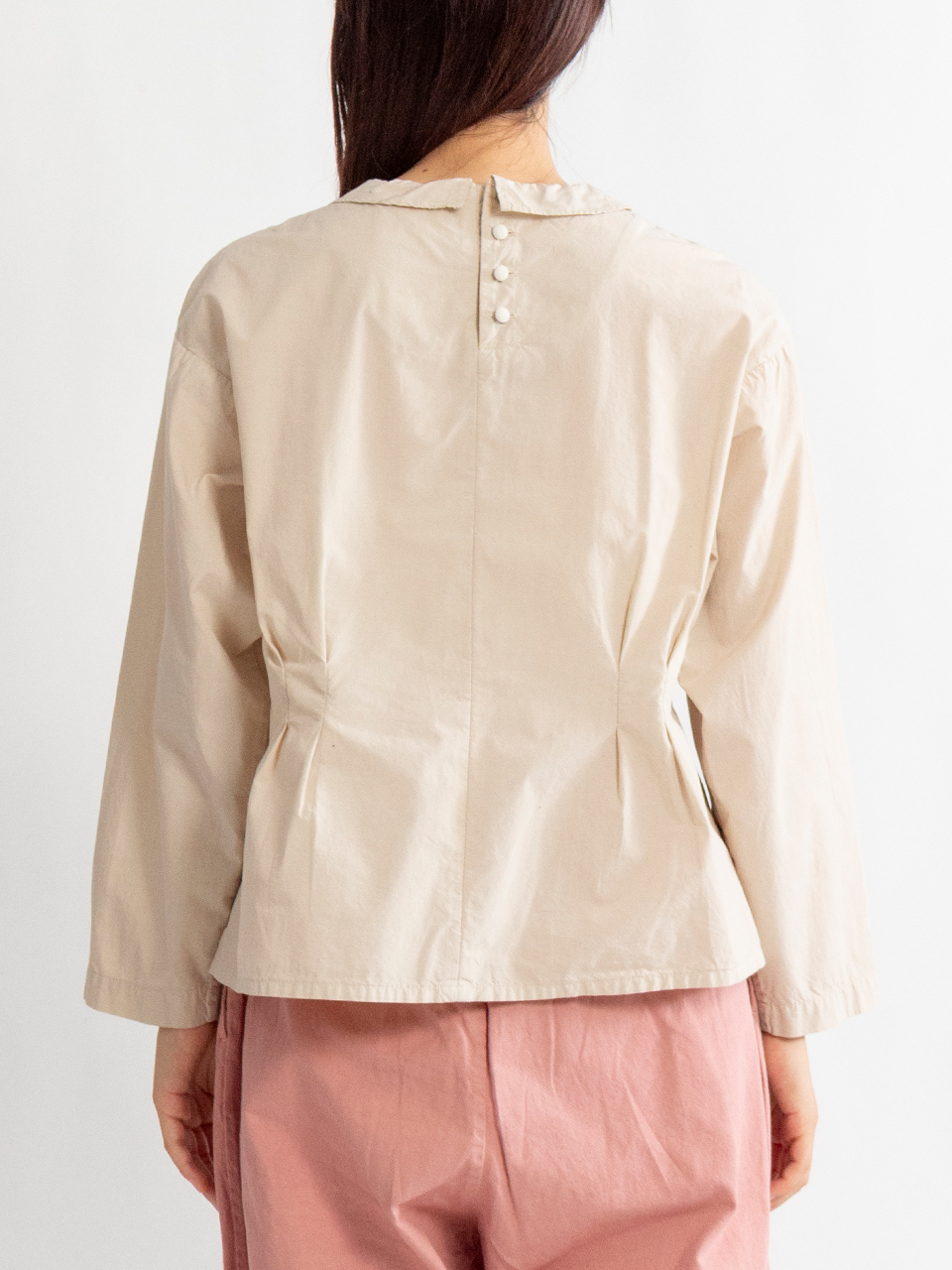 Silk cotton broadcloth dress classic frilled shirt-シルクコットン