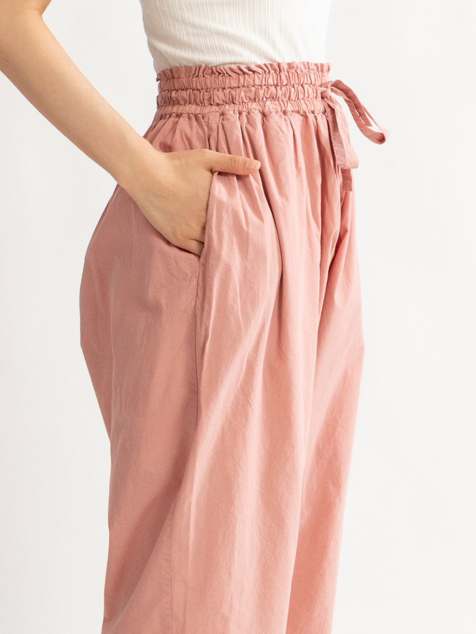Silk cotton broadcloth classic folk pants-シルクコットン