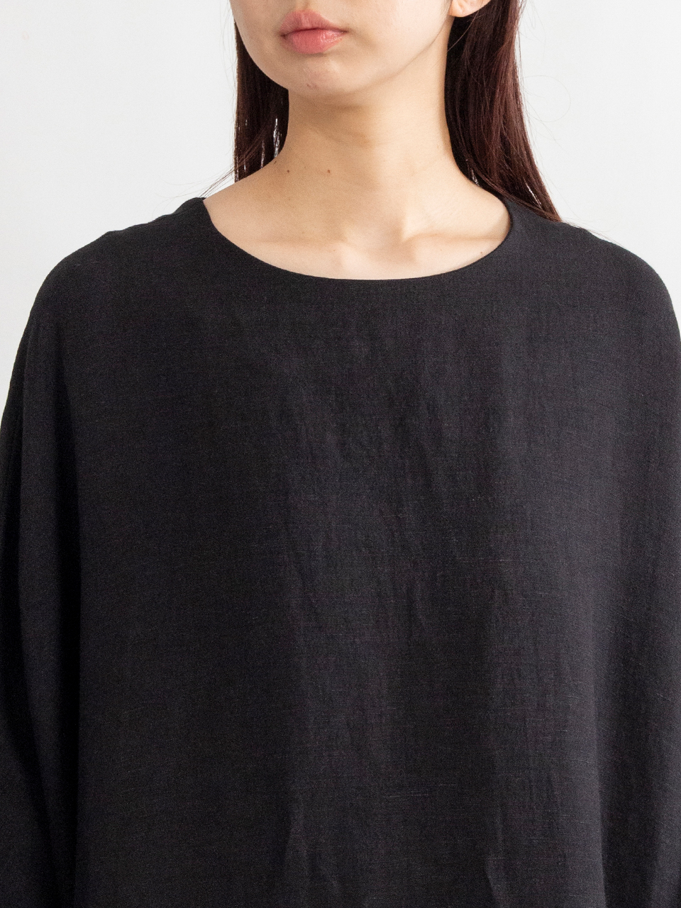 Old linen viscose canvas dolman sleeve dress-オールドリネン