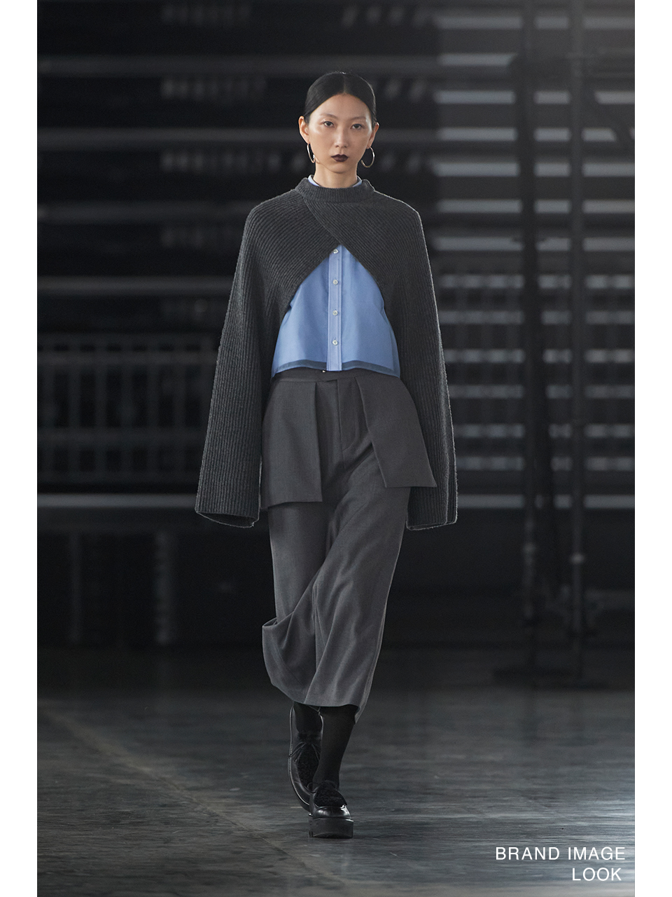 RIBBED KNIT WOOL SHRUG-リブニットウールシュラグ-HYKE（ハイク