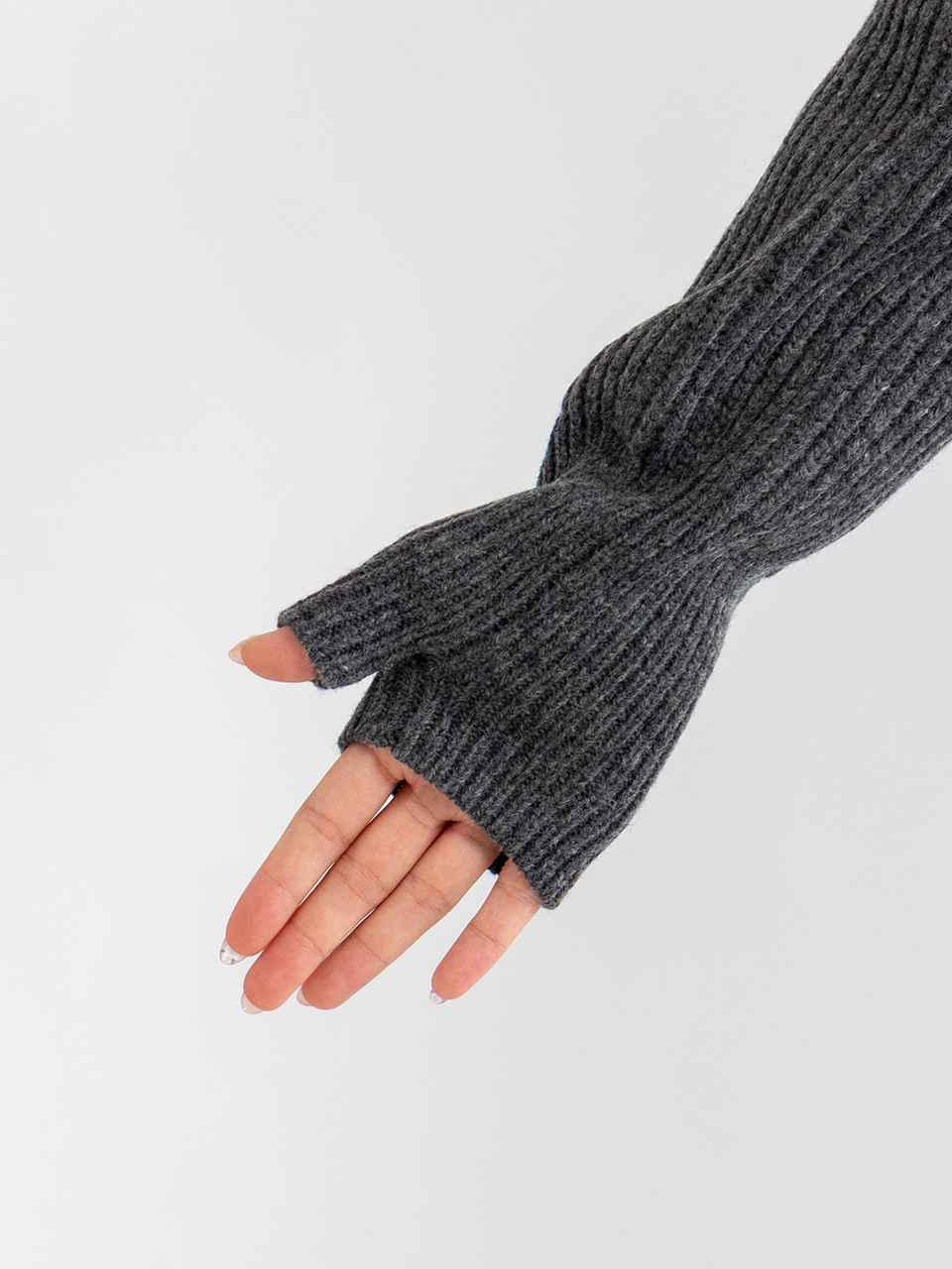 RIBBED KNIT WOOL ARM WARMERS-リブニットウールアーム