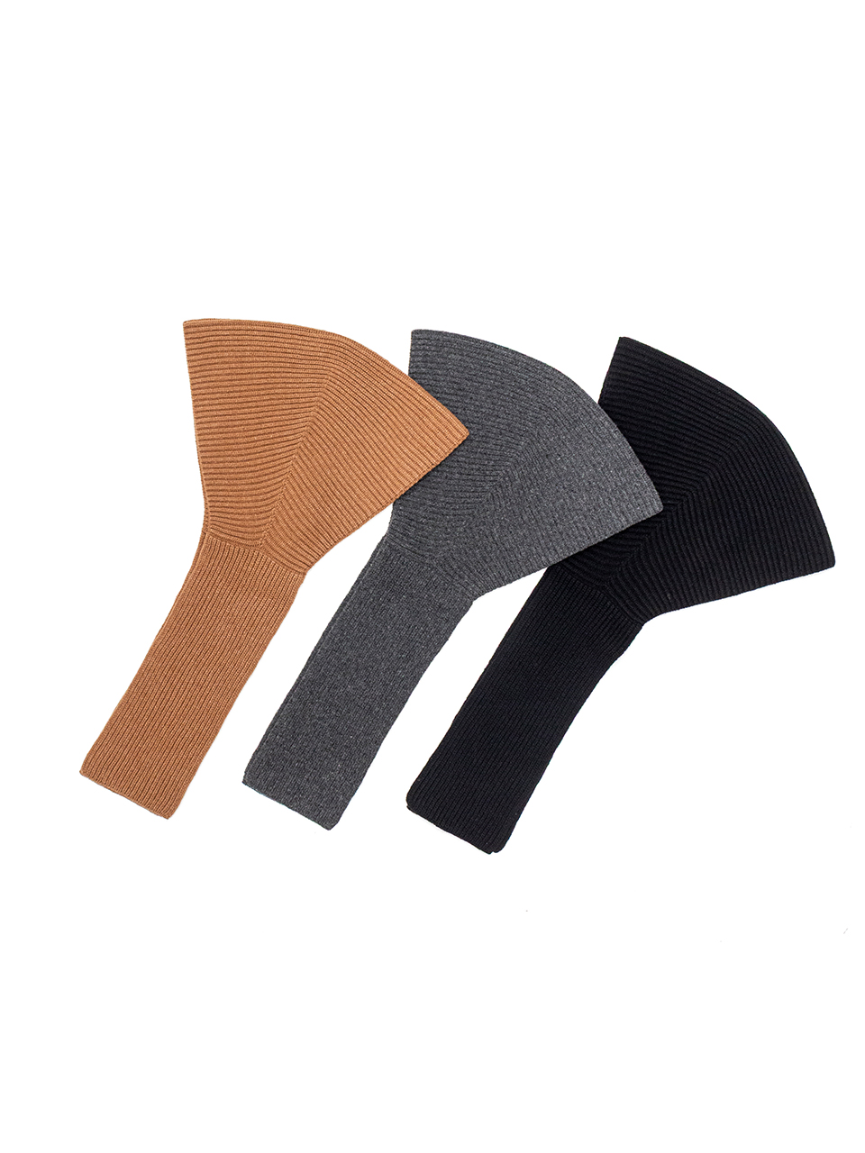 RIBBED KNIT WOOL HOODED SCARF-リブニットウールフードスカーフ