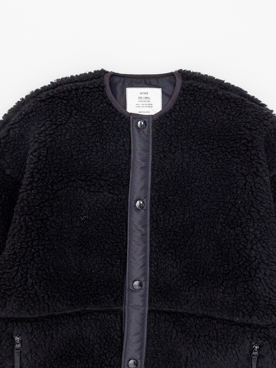 hyke FAUX SHEARLING JACKET 黒 ボアコート FAUX SHEARLING JACKET-ファーシアリングジャケット-HYKE