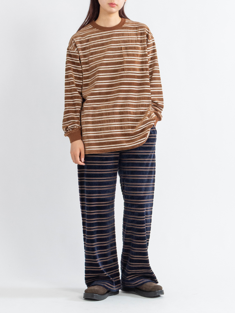 Velvet border L/S-ベルベットボーダーロングスリーブ-PHEENY