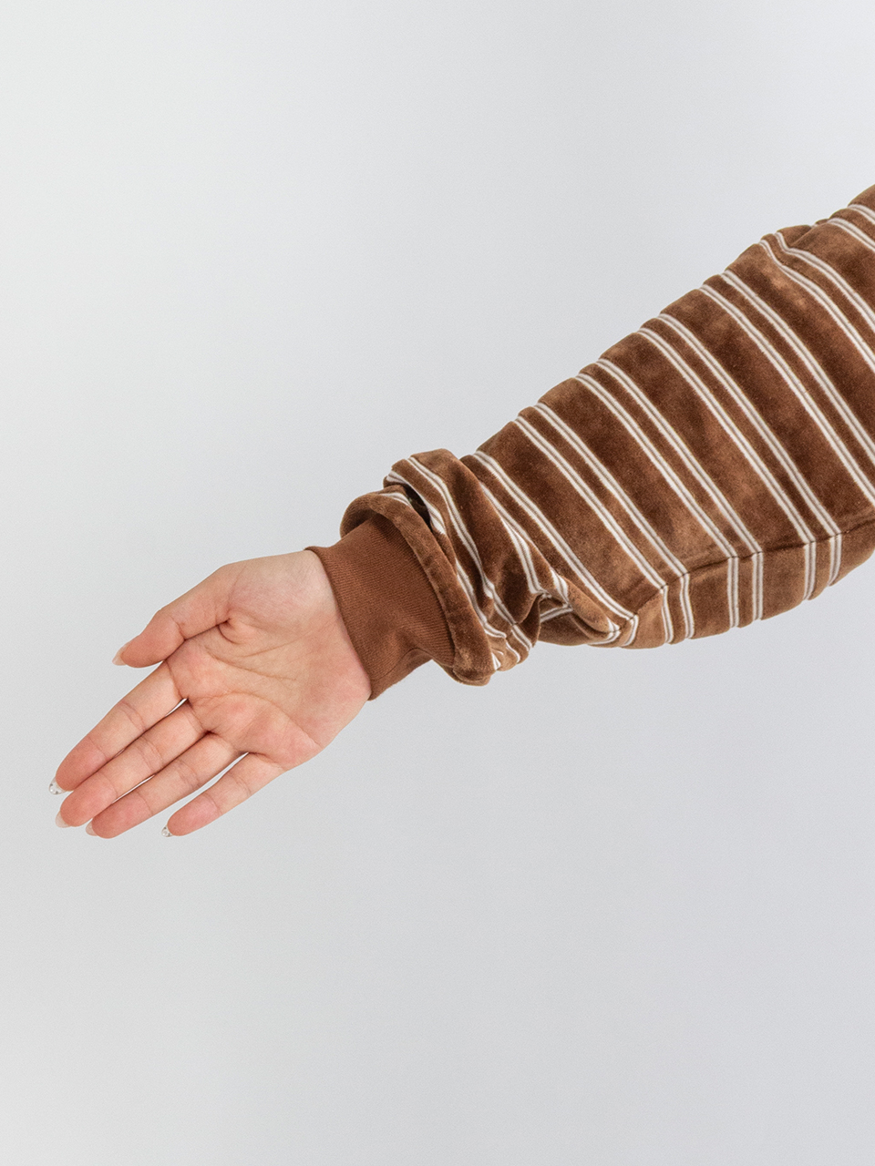 トップス PHEENY/VELOURS BORDER L/S(BURGUNDY) PHEENY] フィーニー Velvet border L/S(BURGUNDY)