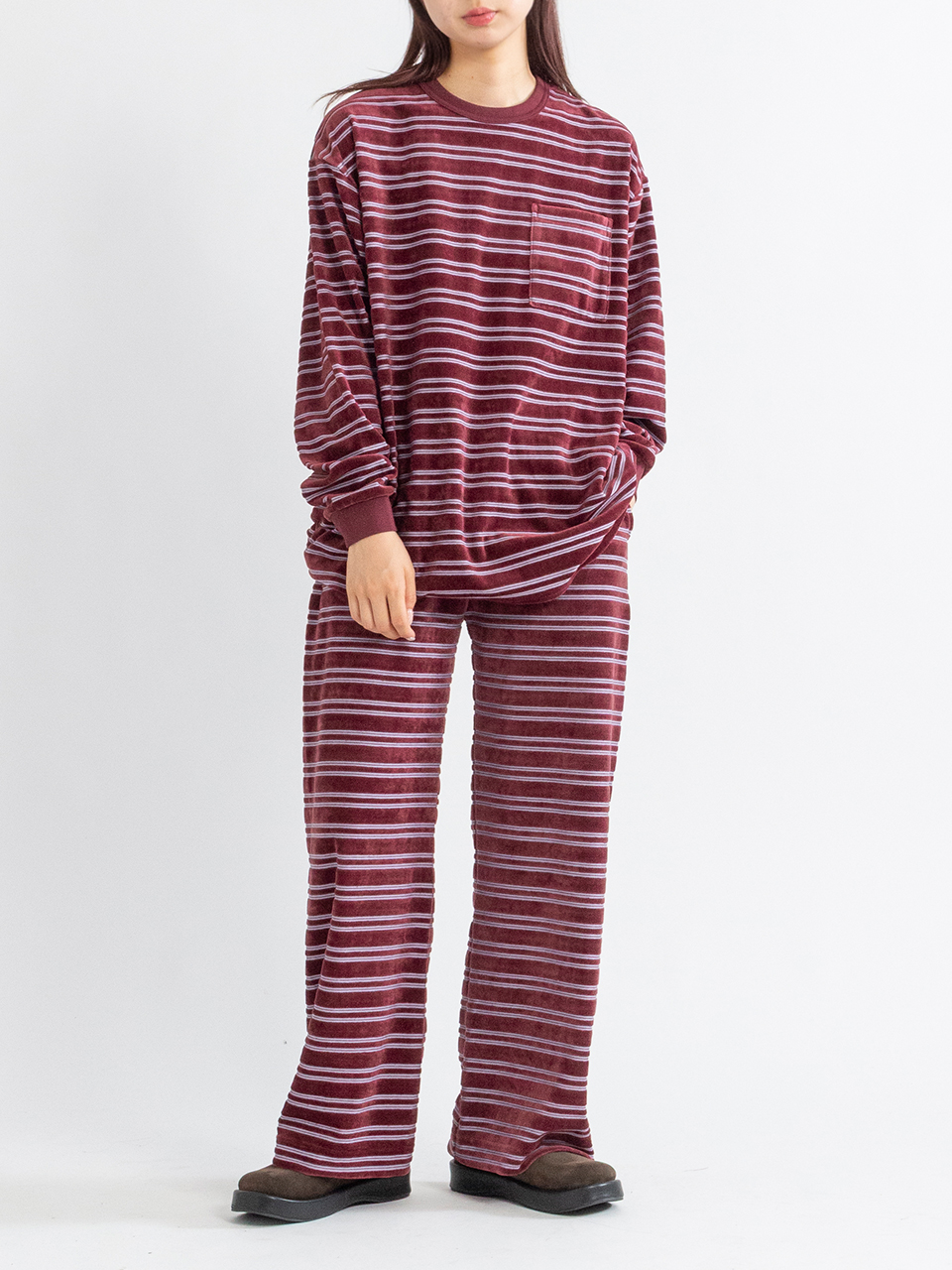 Velvet border L/S-ベルベットボーダーロングスリーブ-PHEENY