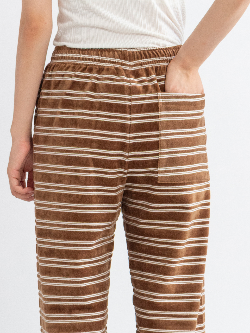 PHEENY フィーニー Velours border pants サイズ2美品 PHEENY] フィーニー Velvet border wide pants(BROWN)
