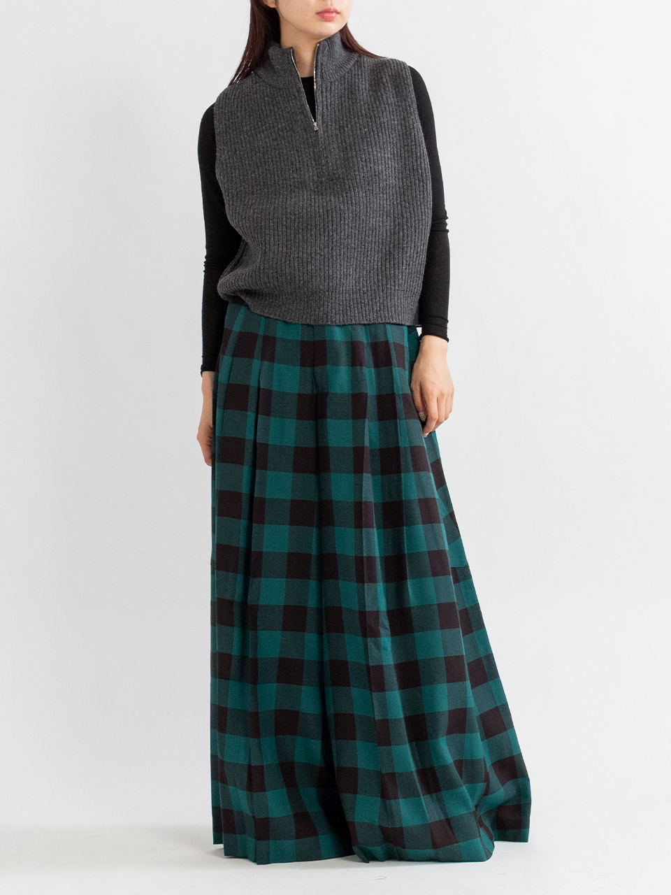 RAYON PLAID SUPER WIDE PANTS-レーヨンプレイドスーパーワイドパンツ