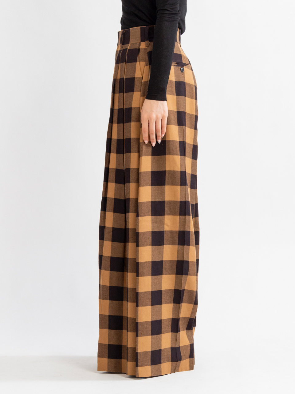 RAYON PLAID SUPER WIDE PANTS-レーヨンプレイドスーパーワイド