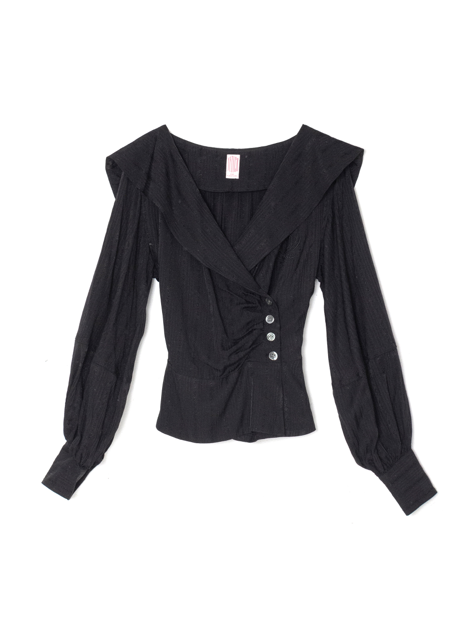 ROSE JAQUARD STRIPE SAILOR COLLAR BLOUSE-ローズジャカード